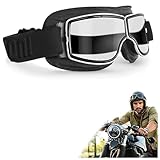 Motorradbrille Winddicht Helmbrille Retro Fliegerbrille Motorrad Motocrossbrille Motorradbrille Vintage Motocross Leder Brille Crossbrille Retro Fliegerbrille für ATV Bike Motocross Schutzbrille