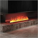 Kamine, Elektrischer Wasserdampfkamin, 3D-Zerstäubungsflamme, 7-farbige Flammen, Fernbedienung, Integrierte Befeuchtung, Negativ-Ionen-Freisetzung, Ätherisches Öl-kompatibel, Modern, Entlüftungsfrei,
