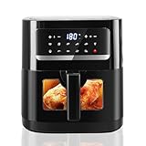 Heißluftfritteuse Air fryer mit Sichtfenster, Emphsism Airfryer XXL 7L 1700W mit Digitalem LED-Touchscreen, 10 Programmen, Fritteuse Heissluft Ohne Fett, Aufheizfunktion & Eingebaute Beleuchtung