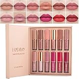 12 Colors Matt Ink Lippenstift Set Velvet Nude Rose Pink Waterproof Long-Lasting Non-Stick Cup Not Fade Shimmer Lip Gloss Makeup Set Gift Kit For Women (Set A)