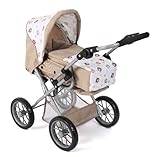 Bayer Chic 2000® 3in1 Kombi Puppenwagen Leni - Bärchen Beige - faltbar, höhenverstellbarer Griff 43-67 cm, Tragetasche – Puppen bis 46 cm, ab 3 J.