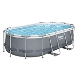 Bestway Power Steel Ersatz Frame Pool ohne Zubehör 427 x 250 x 100 cm, grau, oval