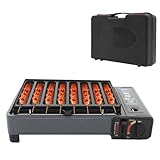 ACROSSPART Tragbarer Tischgrill Gas, Gasgrill Camping mit Ölauffangwanne und Aufbewahrungskoffer, Gaskocher für Camping, Reisen, Outdoor Kochen, 42 * 26 * 11cm (Blau)