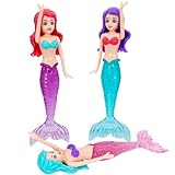 TOPWAYS Tauchspielzeug für Kinder, Tauchspielzeug Pool Spielzeug, TauchMeerjungfrau, Tauchtorpedo, Meerjungfrau Tauchspielzeug für Unterwasserspiel und Tauchtraining von Kindern (3 Stück langes Haar)