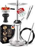 M. ROSENFELD Edelstahl Shisha Set Komplett - SSS Reise Shisha Köpfe und Shisha Zubehör incl. 150cm Shisha Schlauch mit Mundstück + Shisha Kaminkopf