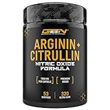 L-Arginin + L-Citrullin - 320 Kapseln - 1100 mg pro Kapsel - Citrullin + Arginin Base im 1:1 Verhältnis - Premium Aminosäuren - Laborgeprüfte Qualität - German Elite Nutrition