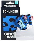 SmellWell Active Geruchsentferner - Schuhdeo - Bambusaktivkohle Geruchsabsorber - Feuchtigkeitsabsorber für Schuhe,Taschen und gegen Schweißfüße - lästige Gerüche - Blue Leopard, 1 Paar, 2 x 50g