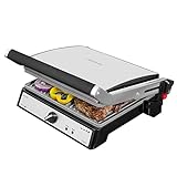 Cecotec Elektrogrill Rock'nGrill 2400 UltraRapid mit 2400W Leistung, RockStone-Beschichtung, 180° Öffnung und schwebende obere Platte