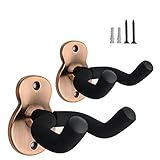 Epochleno Gitarren-Wandhalterung, Metall-Gitarrenhalter, 2 Packungen, Gitarrenhalterung mit schützendem Schwamm, passend für alle Arten von Kopfplatten/E-Gitarren/Ukulelen/Banjo/Bass, Bronzefarben