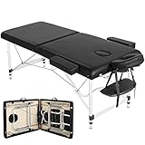 Yaheetech Mobile Massageliege 2 Zonen höhenverstellbar Massagetisch Massagebett mit Aluminium-Füßen und Tragetasche, 213 * 90cm
