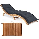 Casaria® Sonnenliege Holz inkl. Auflage Anthrazit FSC®-Zertifiziert Akazie 320kg Belastbar 190x60cm Klappbar Tragegriff Gartenliege Balkon Garten Terrasse Liege Wetterfest