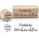 WAMIOKAGRO 2 Stück Stempel Weihnachten Set, Weihnachtsstempel 'Fröhliche Weihnachten' - 75 x 30 mm - Holzstempel Motivstempel für Weihnachtskarten, Geschenkpapier, Adventskalender und Weihnachtsdeko
