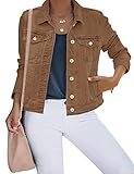 Roskiky Jeansjacken Damen Jean Stretchy Langarm Trucker Jacke mit Tasche, Größe L