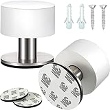 DONGZQAN Türstopper Wand, 2 Stück Selbstklebende Türstopper, Türstopper Wandmontage, Edelstahl, 1,57 x 1,65 Zoll, Doppeltürstopper Mit Schalldämpfer (Weiß)