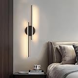 Mckalen Wandlampe LED Schwarz 24W 2700LM, Wandleuchte LED Innen Modern 60CM, Wandbeleuchtung Flur Warmweiss 3000K für Schlafzimmer Korridor Wohnzimmer Treppe