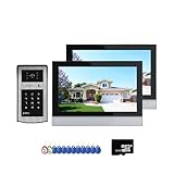 YQVEOT Tuya Video-Türklingel, WLAN, 1080P, Video-Gegensprechanlage, Video-Türsprechanlage, 25,4 cm, Touch-Monitor, Video-Türklingel, Türkamera, Sicherheitssystem, Kennwort, RFID (1v2, 25,4 cm, 32