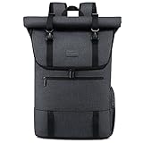 LOVEVOOK Rucksack Damen Herren für 17 Zoll Laptop, Wasserdichter Roll Top Rucksack groß stylische Rucksäcke mit für Arbeit Universität Reisen, Dunkelgrau