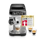 De'Longhi Magnifica Evo ECAM292.81.SB, Kaffeevollautomat mit Milchsystem, 7 Direktwahltasten für Cappuccino, Espresso und weitere Kaffeespezialitäten, Bedienfeld, 2-Tassen-Funktion, Silber/Schwarz