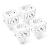 Meross WLAN Steckdose mit Strommessung 16A, Smart Home Zeitschaltuhr Steckdose mit Sprach- und Fernsteuerung, WiFi Smart Plug Funktioniert mit Alexa, Google Home, SmartThings, 4er Pack