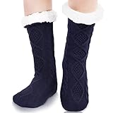 Belloxis Kuschelsocken Wintersocken Herren Warme Flauschige Dicke Hüttensocken Haussocken mit Noppen Geschenk für Männer Weihnachten 38-44 (Marine, 1)