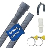 Anchira Ablaufschlauch Verlängerung 1m, Waschmaschinenschlauch Verlängerung mit Bügel Verbinderl und Schlauchschellen, Abwasserschlauch Waschmaschine, Ablaufschläuche für Waschmaschinen Spülmaschine