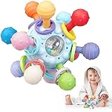 Joozmui Beißring Baby Spielzeug ab 3 6 9 Monate, Greifball Babyspielzeug ab 0-6 Monate Motorikspielzeug Sensorik Spielzeug Montessori Spielzeug Baby Rassel Baby Geschenk für Babys 0-12 Monate