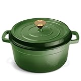 Ottia Gusseisen Topf [inkl. eRezeptbuch] – 28 cm emaillierter Schmortopf mit Deckel & Aromanoppen – Bratentopf, Gusseisentopf, Bräter für alle Herdarten – auch als Brotbacktopf | Händler aus Hamburg