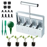 Fippy Manueller Bodenblocker Anzucht, 4 Cell edelstahl bodenblocker 5x5cm, mini Handgehaltener Bodenblockierer für Samen-Stater, Umpflanzen