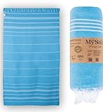 MyStilo® XXL Saunahandtuch Hamamtuch - Großes, Weiches Badetuch 100x200cm, Schnelltrocknend - Premium Strandtuch, Beach Towel, Handtuch für Männer, Frauen, Yoga und Fitness (Helltürkis)