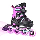 ERNAN Verstellbar Inliner für Kinder. Inline Skates,Verstellbare 4 Größen Inline Skates für Mädchen/Kinder/Jungen,für den Innen und Außenbereich (Pink, S)