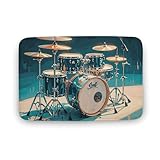 QWNMD Badezimmerteppich, kühles Trommel-Set, Badematte, dekorative Matte, rutschfeste Duschmatte, saugfähige Bodenmatte, waschbare Badematten für Tür, Eingang, Badewanne, Seite WC, 50 x 80 cm