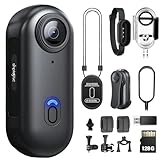 128G 4K Daumen Action Kamera, winzige Größe, Mount überall, kleine Körperkamera mit Federclip, tragbares Vlogging, Handsfree POV Aufzeichnung, Helm Cam für Radfahren, Motorrad(4k-P-128G)