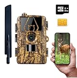 LMHOME 4G Profi-Wildkamera 60MP 4K mit 32 GB Speicherkarte und 4G SIM card, Top-Bewegungserkennung, unsichtbarer Blitz für Nachtsicht, App-Übertragung