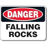 Hazardous Work Zone Mining Signs - Danger Falling Rocks Safety & Compliance Schilder/OSHA & ANSI konforme Sicherheitsschilder/Gerüst-, Minen- und Baustellenschilder, Metallschild, Blechschild, 30,5 x