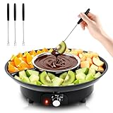 Shiptree Schokofondue, 280ml Elektrisches Schokoladen mit 2 Temperaturstufen, Abnehmbare Servierplatten & 4 Spießen, Schokofondue Set, Geschenkidee für einen Romantischen Abend