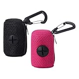 DOKRIN Dog Waste Bags, Zweierpack Hundekotbeutel mit Reißverschluss und Haken, universelle Kotbeutel für Hunde (schwarz, rosarot)
