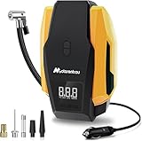 Motorenbau Elektrische Luftpumpe, Mini Kompressor 150PSI 12V, Kompressor Auto mit Echtzeit LCD-Display, Voreingestelltem Reifendruck und Abschalautomatik, für Autoreifen, Fahrräder, Motorrad und Ball