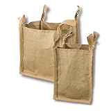 Jute Big Bag 40 x 40 x 40 cm 2 Stück | Jutesäcke in verschiedenen Größen | SWL 500 kg | Jute BigBag Sack | Große Big Bags Säcke mit Hebeschlaufen | Bigpacks 40x40x40cm 2er Pack