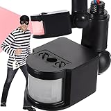 Retoo Infrarot Bewegungsmelder für Außen 180° Pir Sensor LED, Bewegungssensor mit Reichweite bis 12m für Wand, Decke & Ecken, IP4, Aufputz Wandmontage, Dämmerungssensor Aussen, Schwarz