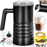 YESLUSY Milchaufschäumer Elektrisch 4 in 1 Milchaufschäumer Induktion, Milk Frother, Automatische Milchschäumer, mit 2 Magnetische Schneebesen, Stummschalten, Max. Fassungsvermögen: 350 ml (Schwarz)