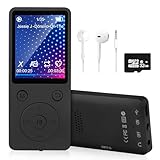 MP3 Player mit Bluetooth 5.2, 32 GB Speicherkarte, 1,8 Zoll TFT Farbbildschirm, Musik-Player Sport mit eingebautem Lautsprecher, FM-Radio, Video, Fotobetrachter, Sprachaufnahme, E-Book, Gleisa