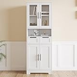 LEADZM Küchenschrank Hochschrank, Vitrinenschrank mit 4 Türen Buffetschrank für Küche, Wohnzimmer, Esszimmer (4 Türen)