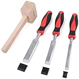 Hi-Spec Stechbeitel-Set für Holz mit Holzhammer, umfassendes Set mit Stechbeiteln in 3 Größen für präzise Schnitte bei Ihren Holzprojekten.