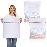 Dntorx 2 Stück Wäschenetz Groß, 50 x 60 cm Wiederverwendbar Wäschenetz für Waschmaschine Große Wäschesack Waschmaschine mit Reißverschluss für Hemden Pullover Mäntel Hosen (XL, Weiß)