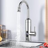 OLIZEE Wasserhahn mit Durchlauferhitzer Küche,LED Temperaturanzeige 360º Swivel Drehung Wasserhahn Edelstahl,Geeignet Für Elektrischer Wasserhahn in Küche,Garten,Bad Und Camping