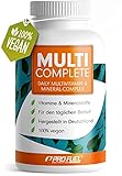 Vegane Vitamine & Mineralstoffe - 180 Kapseln - MULTI COMPLETE Multivitamin & Mineral-Komplex vegan: Vitamin A, B2, B12, D3, K2, Folsäure, Calcium, Magnesium, Zink, Eisen, Selen, Jod - 2 Monats-Vorrat