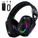 WESEARY WG1 Bluetooth Kopfhörer, 2,4G Wireless Gaming Headset mit Mikrofon für PS5, PS4, PC, Switch, Mac, Faltbarer 7.1 Surround Sound Noise Cancelling mit RGB Licht, Über 50 Stunden Akkulaufzeit