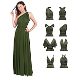 Abendkleid Lang Damen Elegant Rückenfreies Multiway Bandage Wickelkleid Festlich Hochzeitskleid Brautkleid Brautjungfernkleider Cocktailkleid Weihnachten Silvester Partykleid Ballkleid Dunkelgrün M
