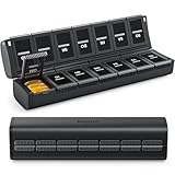AUVON Innovative Faltbare Tablettenbox 7 Tage Morgens Abends, Medikamentenbox Kompakt mit Doppeltem Schutz (Magnetverschluss), Pillendose Tabletten Organizer für Medikamente, Vitamine, Fischöl usw.