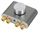 McGrey MAMP-250BT Mini-HiFi-Verstärker 100 Watt - Ultrakompakter Stereo-Verstärker - 2X 50 Watt - Bluetooth 5.0, Klinken- und USB-Eingang - Klemmanschlüsse für 2 Lautsprecher - Grau Metallic